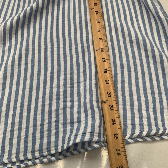 Old Navy Blouse Woman 2X Blue White Stripe 100% Cotton Beachy Coastal Cottagecor - Picture 9 of 9